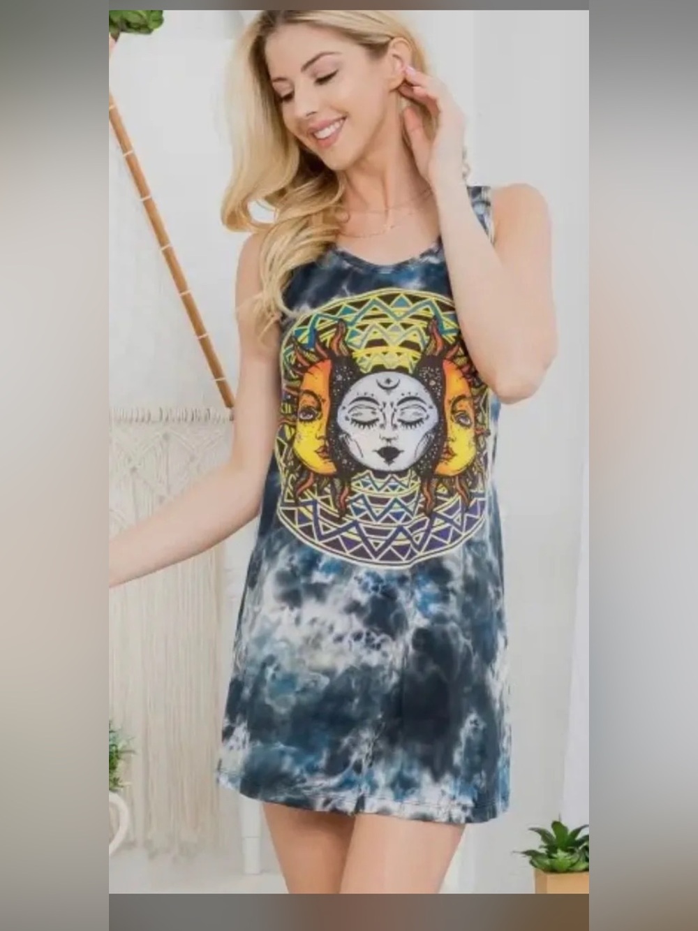 NWT Mystical Graphic Tie-Dye Tank Top/tunic length